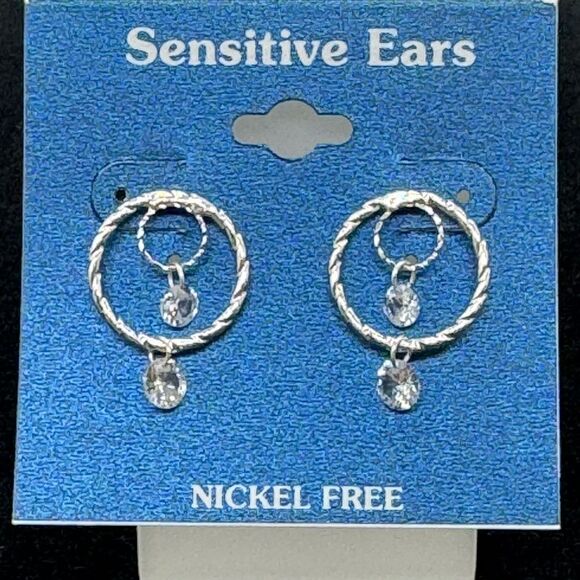 Silver Drop Crystal Stone dangling Citrine Earrings 1 inch - Picture 2 of 5